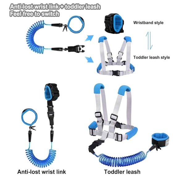 Blue and Black Anti-Lost Wrist Link and Toddler Leash - Picture 1 of 10